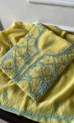 Load image into Gallery viewer, Women&#39;s Lakhnavi Handcrafted Unstitched Mul Chanderi Kurta And Dupatta Set - HONC0295586
