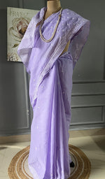 Load image into Gallery viewer, Fairoz Women&#39;s Lakhnavi Handcrafted Cotton Chikankari Saree - HONC0311931
