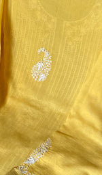 将图像加载到图库查看器中， Women&#39;s Lakhnavi Handcrafted Mul Chanderi Semi - Stitched Chikankari Dupatta Set - HONC0250065
