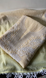 Load image into Gallery viewer, Women's Lakhnavi Handcrafted Mul Chanderi Unstitched Kurta And Dupatta Set - HONC0358262