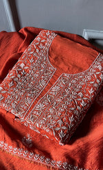 将图像加载到图库查看器中， Women&#39;s Lakhnavi Handcrafted Munga Silk Chikankari Kurta And Dupatta Set- HONC0282380
