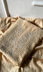 Load image into Gallery viewer, Women's Lakhnavi Handcrafted Mul Chanderi Unstitched Chikankari Full Suit Material - HONC0323585