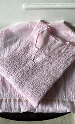 Load image into Gallery viewer, Women&#39;s Lakhnavi Handcrafted Mul Chanderi Semi - stitched Chikankari Full Suit Material - HONC0319559
