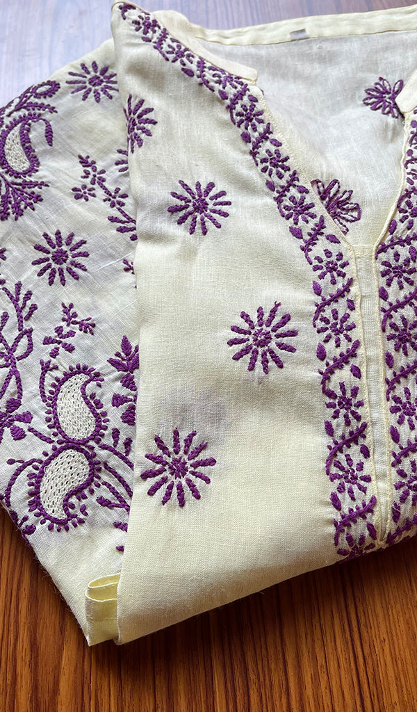 Women's Lakhnavi Handcrafted Cotton Chikankari Kurti - N1779