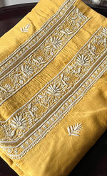 将图像加载到图库查看器中， Lucknowi Handcrafted Chanderi Silk Chikankari Unstitched Unisex Kurta Fabric - HONC0275121