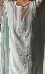 Load image into Gallery viewer, Rabia Women&#39;s Lucknowi Handcrafted Mul chanderi Chikankari Kaftan - HONC0304373
