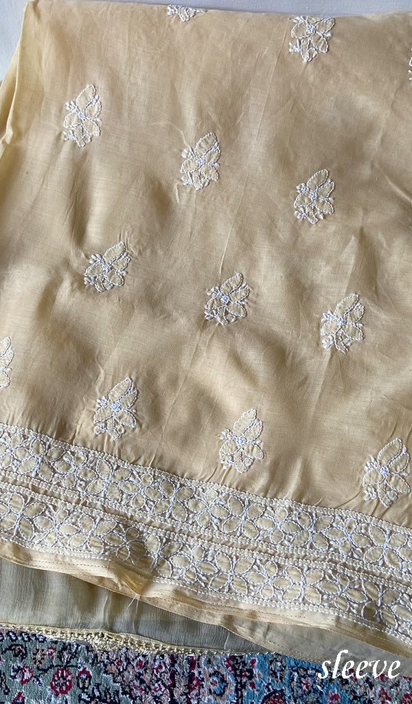 Women's Lakhnavi Handcrafted Cotton Unstitched Chikankari Suit Material - HONC0354998