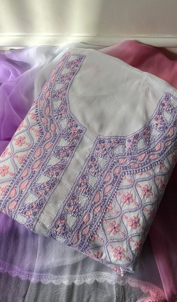 Women's Lakhnavi Handcrafted Cotton Chikankari Suit Material - HONC0291811