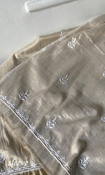 将图像加载到图库查看器中， Women's Lakhnavi Handcrafted Tissue Chanderi Unstitched Chikankari Kurta And Dupatta Set - HONC0339371