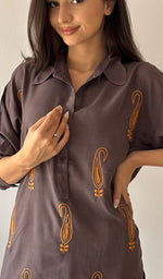 将图像加载到图库查看器中， Women's Lakhnavi Handcrafted Cotton Chikankari Top - HONC03257630