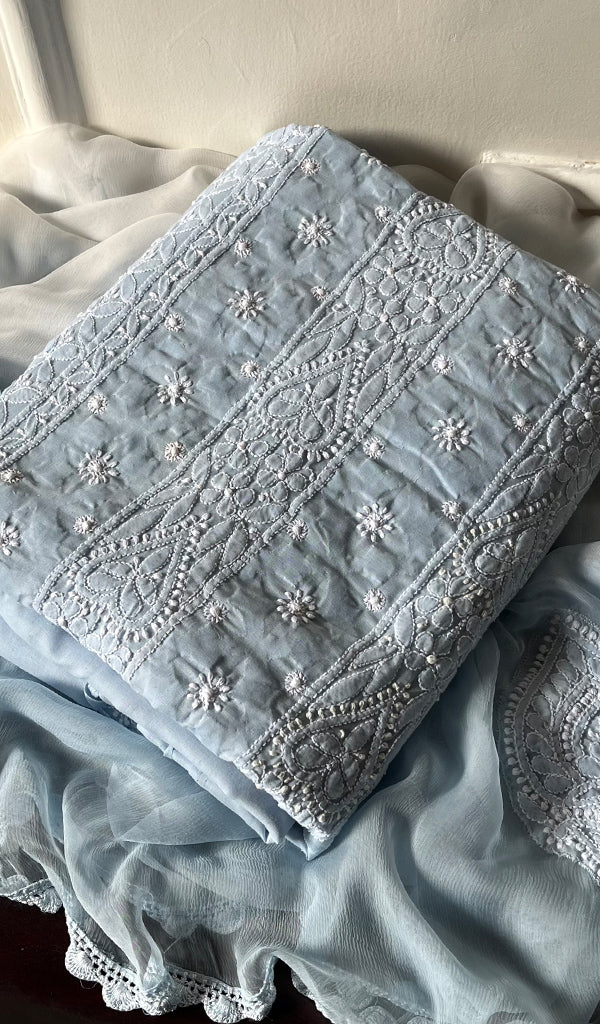 Women's Lakhnavi Handcrafted Cotton Chikankari Suit Material - HONC0289729