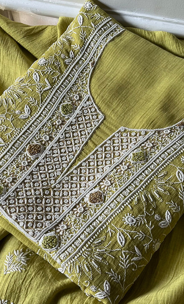 Mehr Women's Lakhnavi Handcrafted Maheshwari Mul Chanderi Kurta And Dupatta Set - HONC0285393