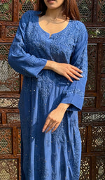 Load image into Gallery viewer, Asma Women&#39;s Lakhnavi Handcrafted Crepe Chikankari Kurti - HONC0218272
