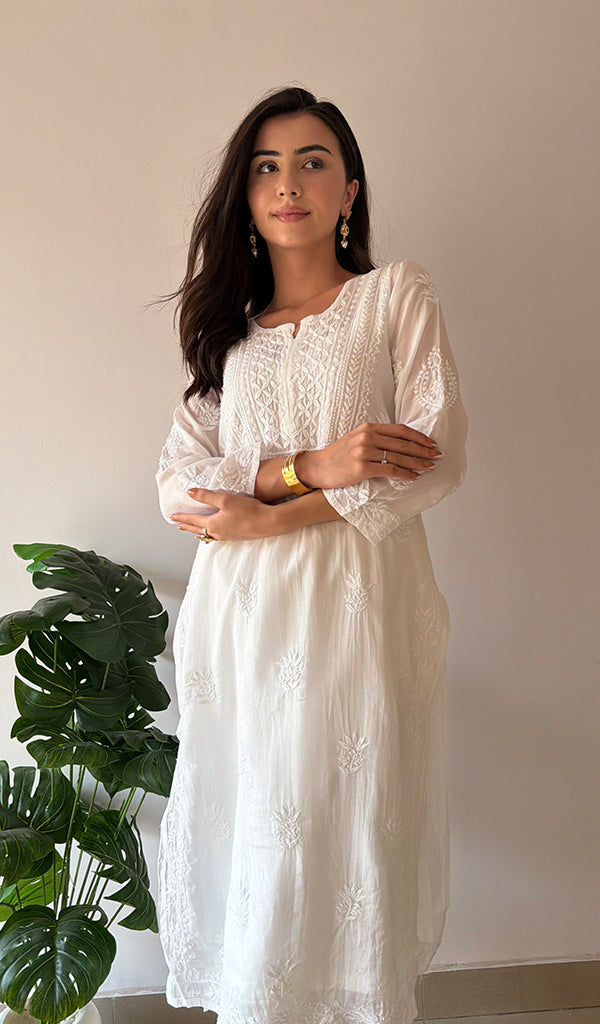Women's Lakhnavi Handcrafted Cotton Chikankari Kurti - HONC0367967