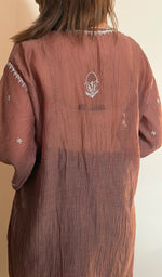 Brown Pure Mul Chanderi Chikankari Stitched Short Kurti