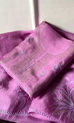 Load image into Gallery viewer, Women&#39;s Lakhnavi Handcrafted Pure Organza Chikankari Unstitched Kurta And Dupatta Set- HONC0304147
