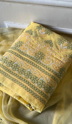 Load image into Gallery viewer, Women&#39;s Lakhnavi Handcrafted Cotton Chikankari Suit Material - HONC0291796
