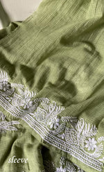 Load image into Gallery viewer, Women&#39;s Lucknowi Handcrafted Kota Cotton Chikankari Unstitched Kurta And Dupatta Set - HONC0312642
