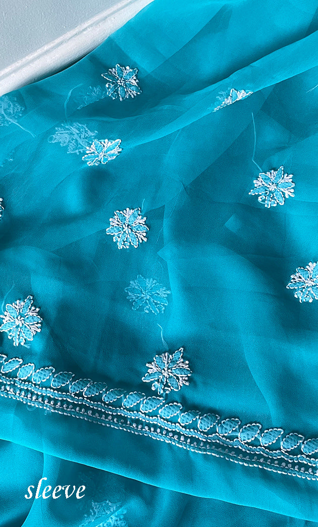 Women's Lucknowi Handcrafted Faux-Georgette Chikankari Suit Material - HONC0311927