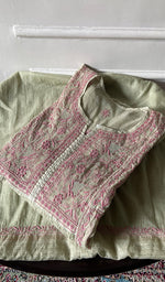 Load image into Gallery viewer, Women's Lakhnavi Handcrafted Mul Chanderi Unstitched Chikankari Full Suit - HONC0284754