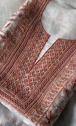 Load image into Gallery viewer, Women&#39;s Lakhnavi Handcrafted Pure Organza Chikankari Unstitched Kurta And Dupatta Set- HONC0271902

