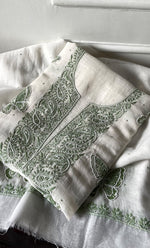 Load image into Gallery viewer, Women's Lakhnavi Handcrafted Unstitched Mul Chanderi Kurta And Dupatta Set - HONC0304154