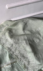 Load image into Gallery viewer, Women's Lakhnavi Handcrafted Unstitched Munga Silk Chikankari Kurta And Dupatta Set- HONC0274528
