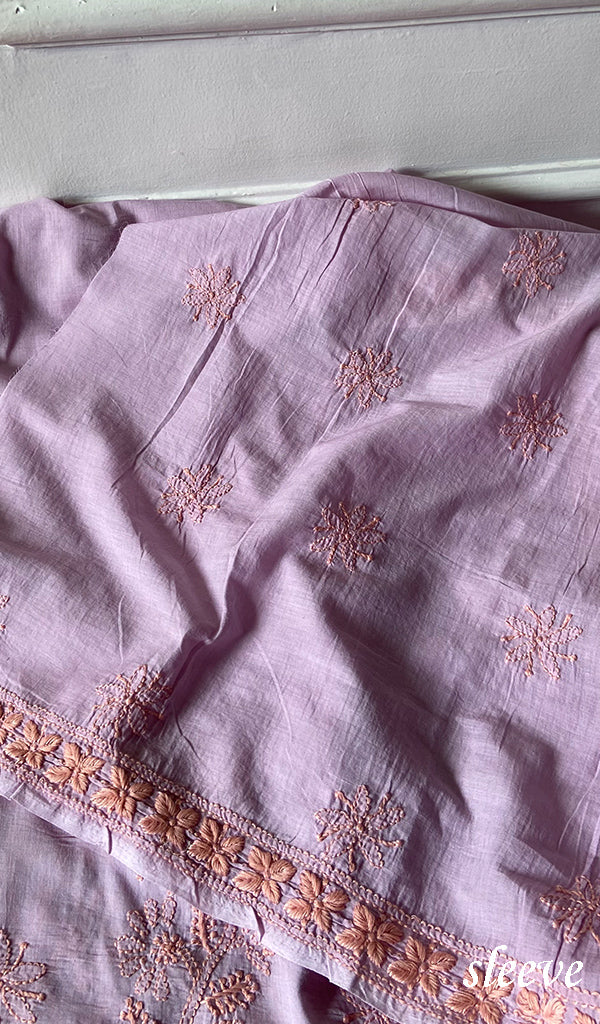 Women's Lakhnavi Handcrafted Cotton Unstitched Chikankari Suit Material - HONC0358200