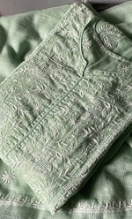 将图像加载到图库查看器中， Sehmat Women&#39;s Lakhnavi Handcrafted Kota Cotton Semi -Stitched Kurta And Dupatta Set- HONC0301707
