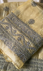 Load image into Gallery viewer, Women's Lakhnavi Handcrafted Tussar Silk Chikankari Kurta And Dupatta Set - HONC0314560