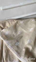 Load image into Gallery viewer, Women's Lakhnavi Handcrafted Tissue Chanderi Unstitched Chikankari Kurta And Dupatta Set - HONC0360002