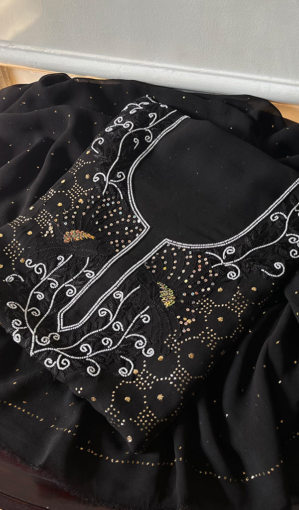 Women's Lucknowi Handcrafted Viscose Georgette Chikankari Kurta Dupatta Set- HONC0290512