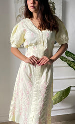 Load image into Gallery viewer, Women&#39;s Lucknowi Handcrafted Cotton Chikankari Long Dress - HONC0309330
