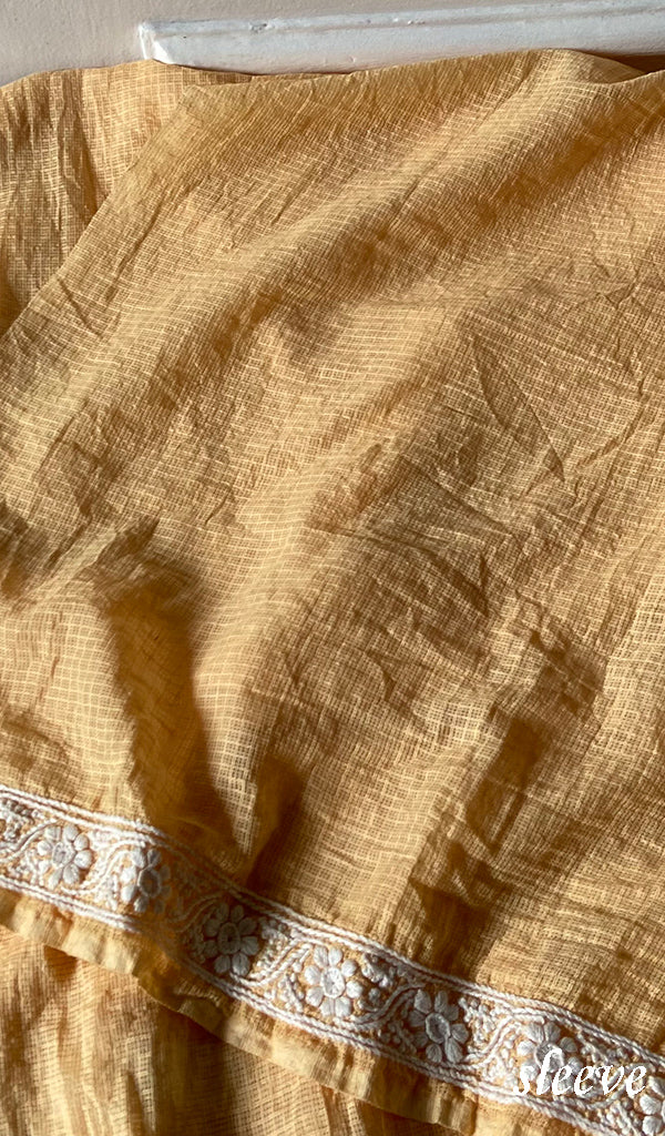 Women's Lucknowi Handcrafted Kota Cotton Chikankari Unstitched Kurta And Dupatta Set - HONC0371819