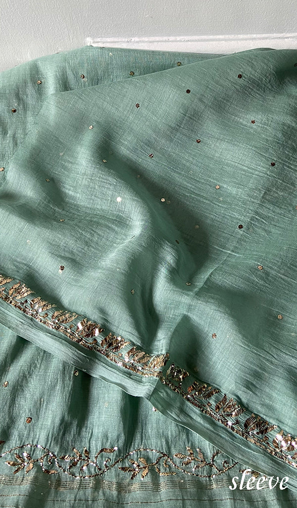 Nyla Women's Lakhnavi Handcrafted Mul Chanderi Unstitched Chikankari Full Suit Material - HONC0324547