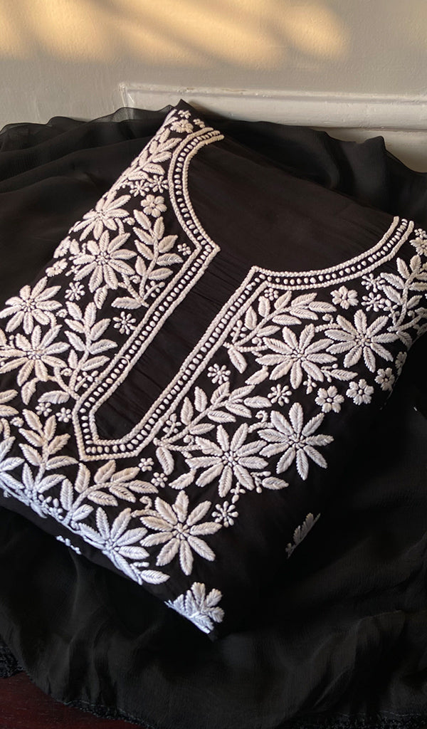 Women's Lakhnavi Handcrafted Modal Cotton Chikankari Suit Material - HONC0275945