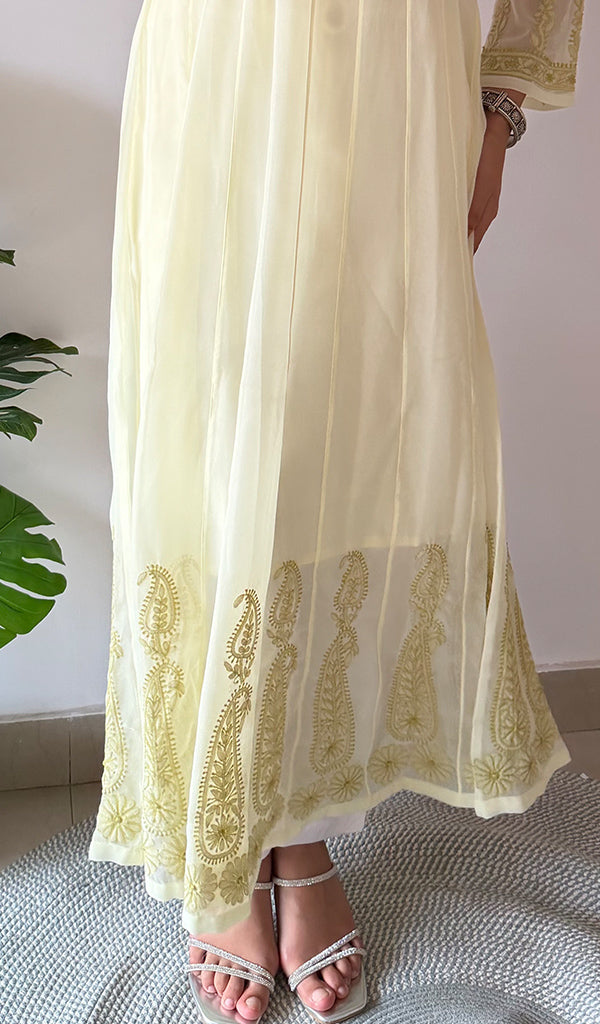Humaira Women's Lakhanvi Handcrafted Faux-Georgette Chikankari Dress - HONC05080