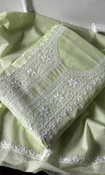 Load image into Gallery viewer, Women's Lakhnavi Handcrafted Kota Cotton Unstitched Kurta And Dupatta Set- HONC0318730