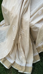 Load image into Gallery viewer, Women&#39;s Lakhnavi Handcrafted Munga Silk Chikankari Saree - HONC0266958

