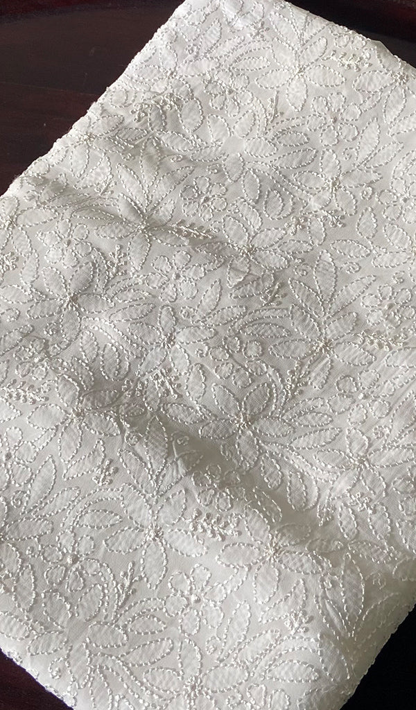 Women's Lakhnavi Handcrafted Viscose  Georgette Chikankari Kurti Fabric - HONC0343102