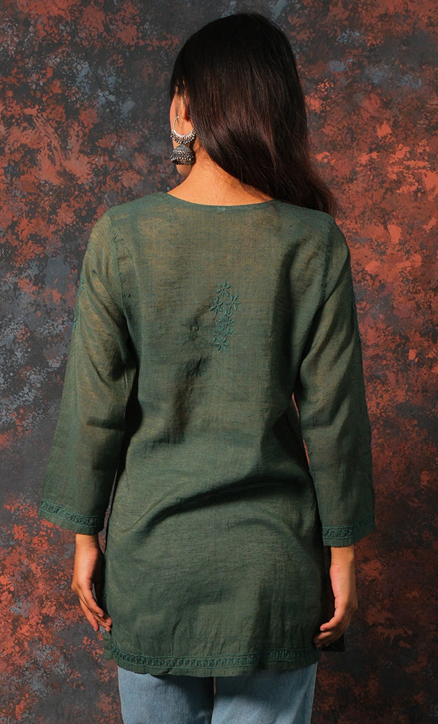 Women's Lakhnavi Handcrafted Cotton Chikankari Top - HONC0331500