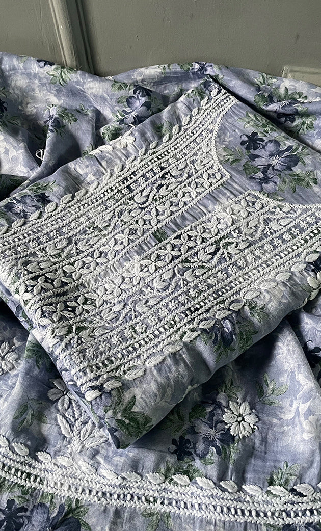 Women's Lakhnavi Handcrafted Cotton Chikankari Kurta And Kurta Dupatta Set - HONC0312695