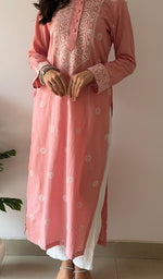 Load image into Gallery viewer, Prisha Women's Lakhnavi Handcrafted Cotton Chikankari Kurti - HONC0341089