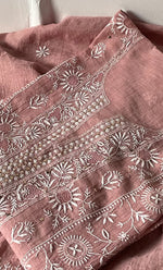 Load image into Gallery viewer, Women's Lakhnavi Handcrafted Tissue Chanderi Semi - Stitched Kurta And Dupatta Set- HONC0270644