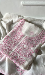 Load image into Gallery viewer, Women's Lakhnavi Handcrafted Unstitched Mul Chanderi Kurta And Dupatta Set - HONC0317815
