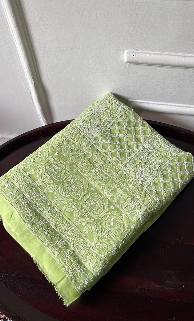 Women's Lakhnavi Handcrafted Cotton Chikankari Unstitched Kurti Fabric - HONC0298530