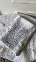 Load image into Gallery viewer, Women's Lakhnavi Handcrafted Mul Chanderi Unstitched Kurta And Dupatta Set - HONC0267142