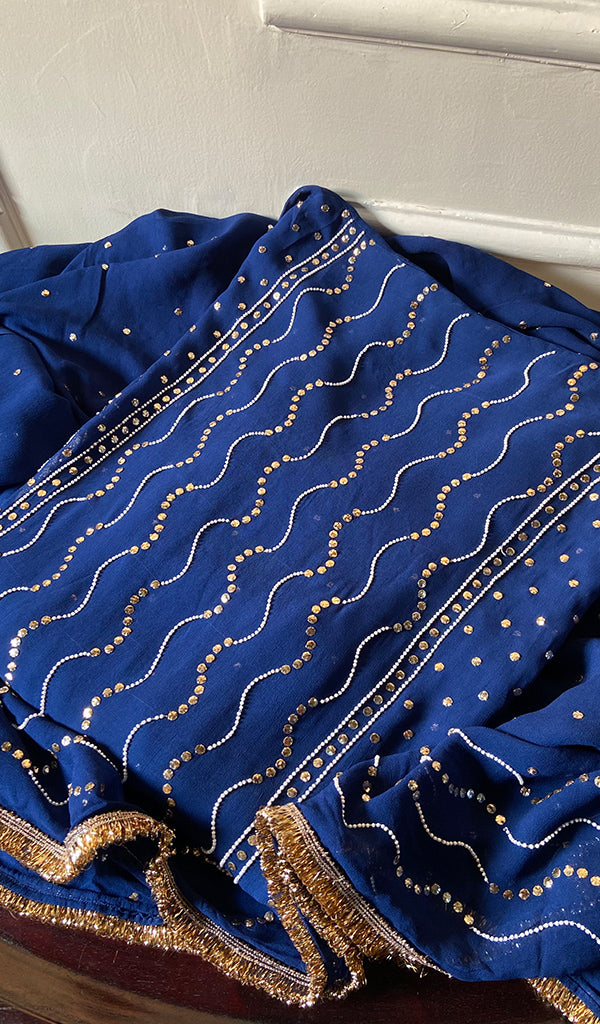 Women's Lakhnavi Handcrafted Viscose Georgette Chikankari Full Suit Material - HONC0233301