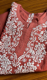 Load image into Gallery viewer, Women&#39;s Lucknowi Handcrafted Cotton Chikankari Kurti - HONC0301020
