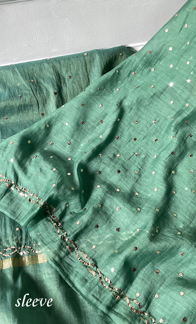 Women's Lakhnavi Handcrafted Mul Chanderi Unstitched Kurta And Dupatta Set - HONC0287739